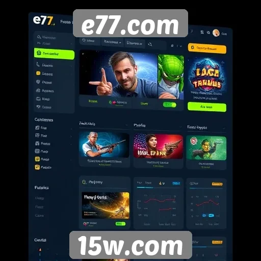 Interface do usuário do e77.com em foco